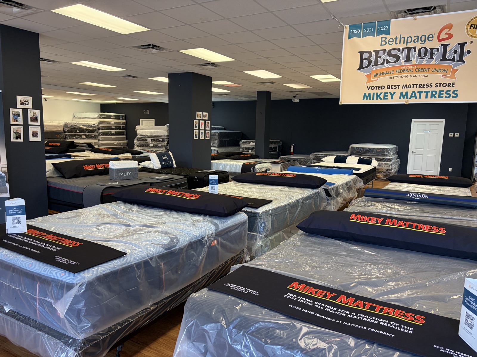 Inside the Mikey Mattress showroom — West Hempstead, NY